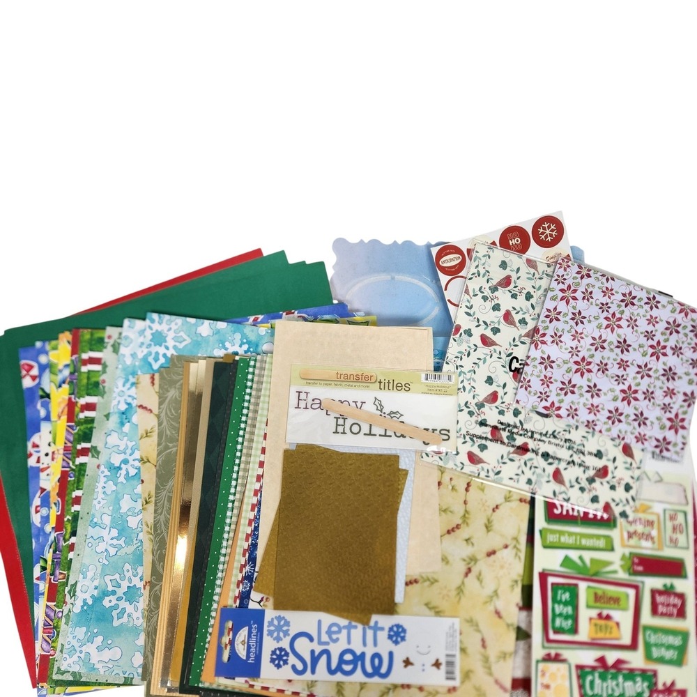Christmas Scrapbook Sticker Paper Lot Recollections Botanica Noel 12x12 Striped